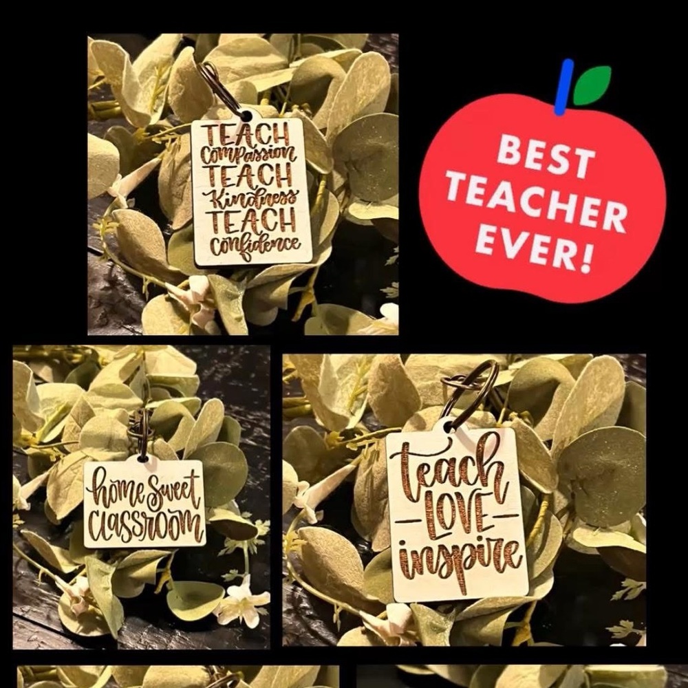 Handmade Engraved TEACHER Wooden Keychains
